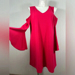 Lane Bryant  A-Line Bell Sleeve Mini Skater Fuchsia Pink Dress Sz 16